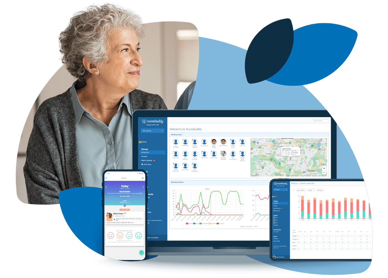 Book a demo of Nursebuddy's homecare software