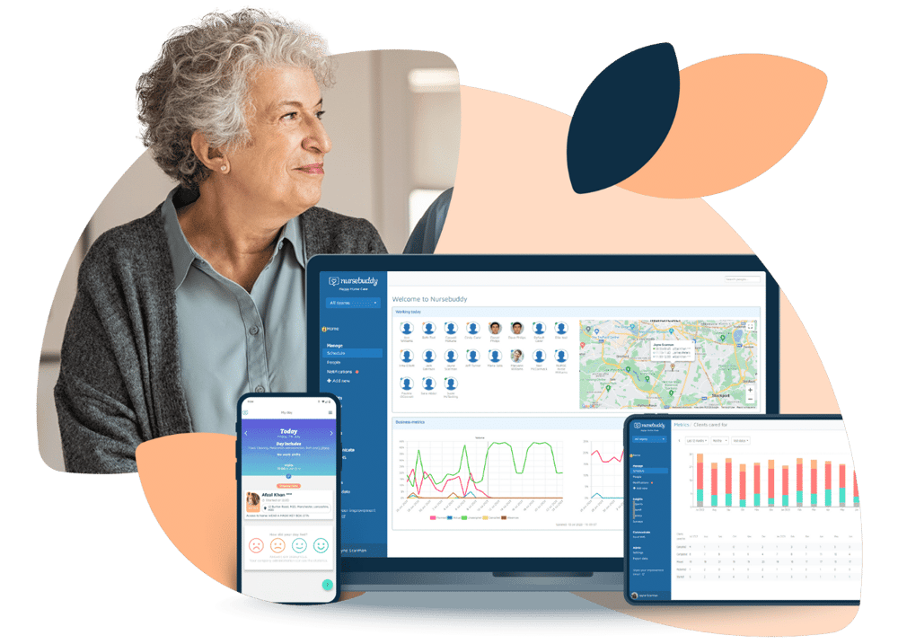 Book a demo of Nursebuddy's homecare software