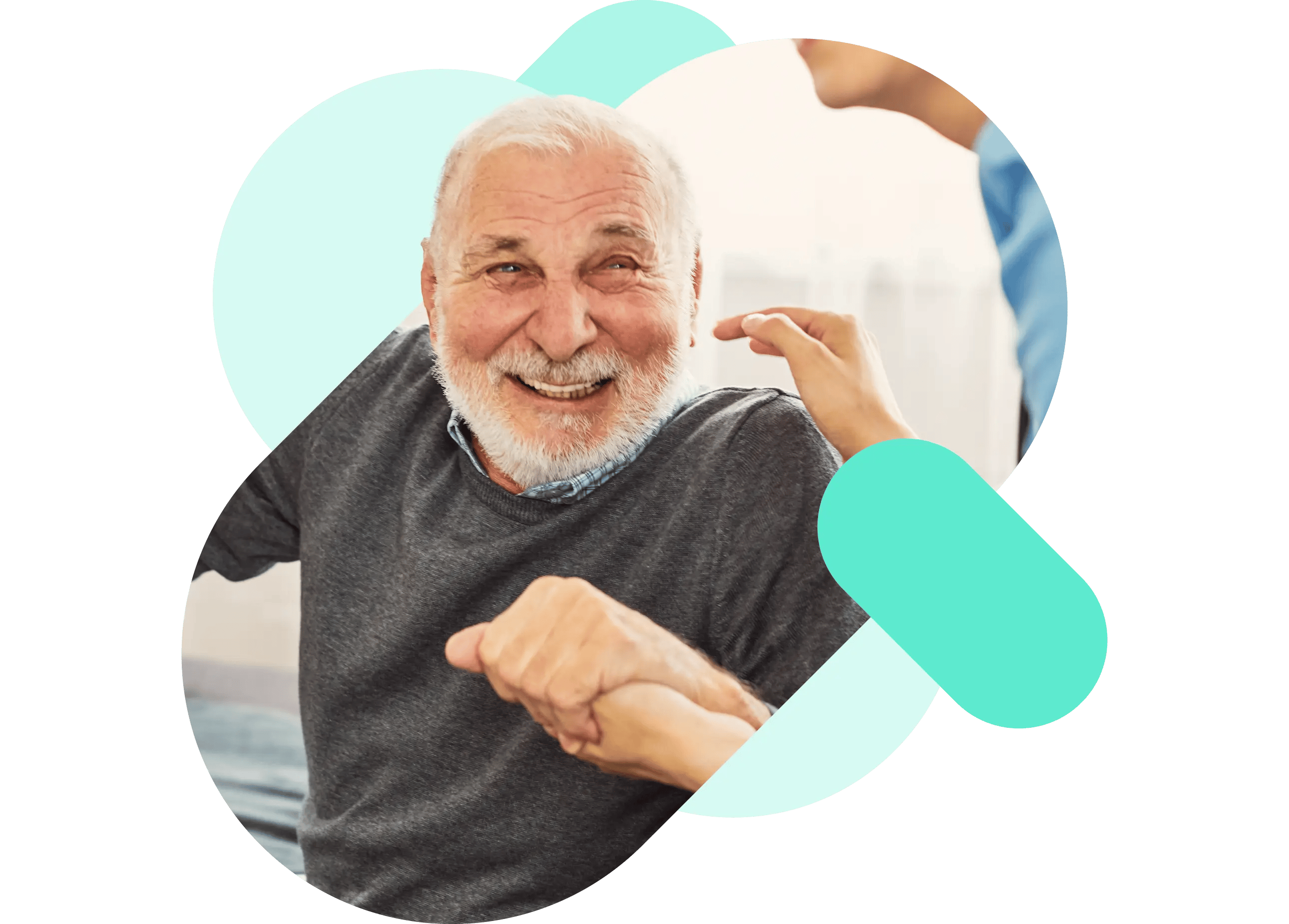 A happy elderly gentleman receiving homecare