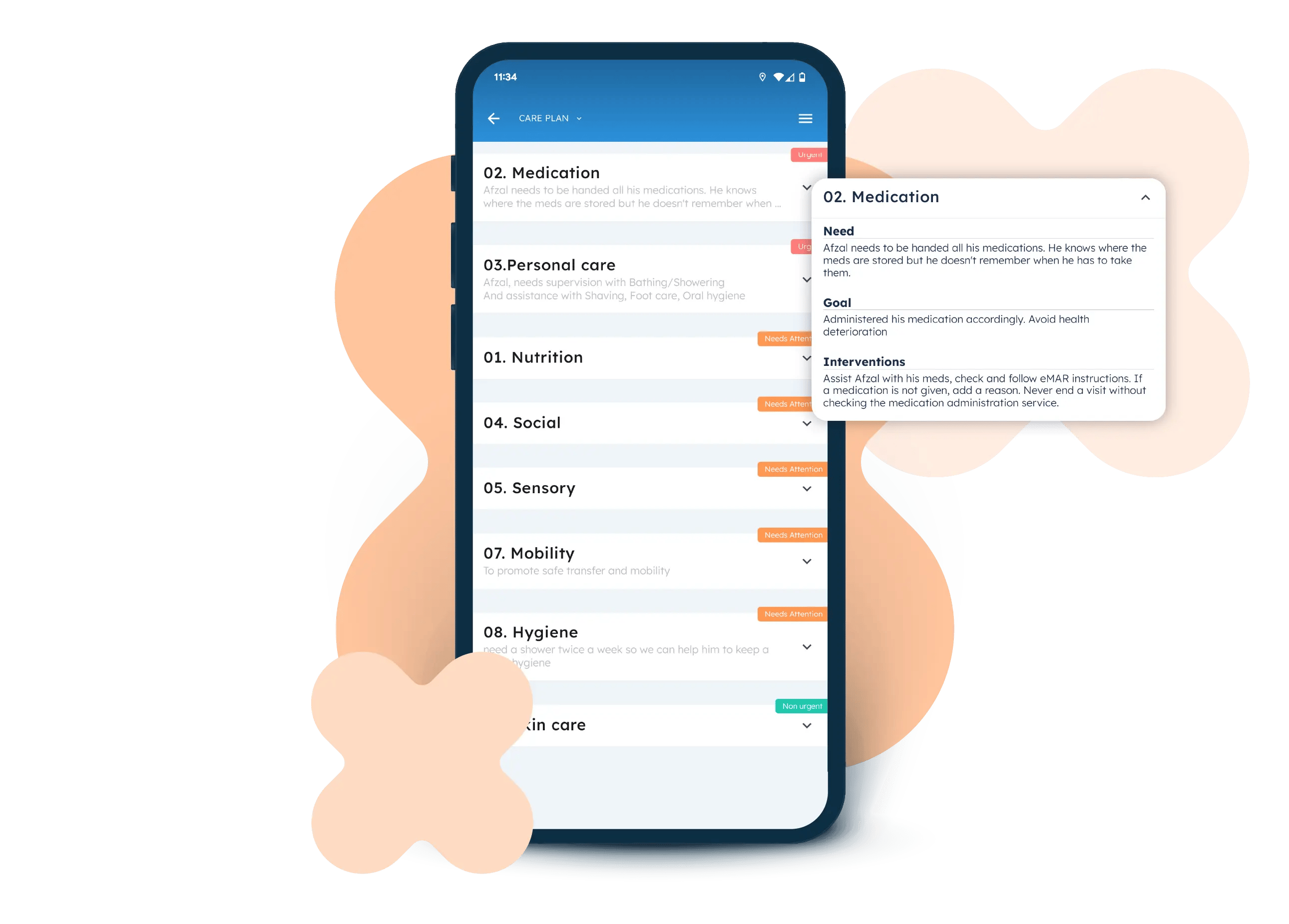 Care plans in the Nursebuddy carer app