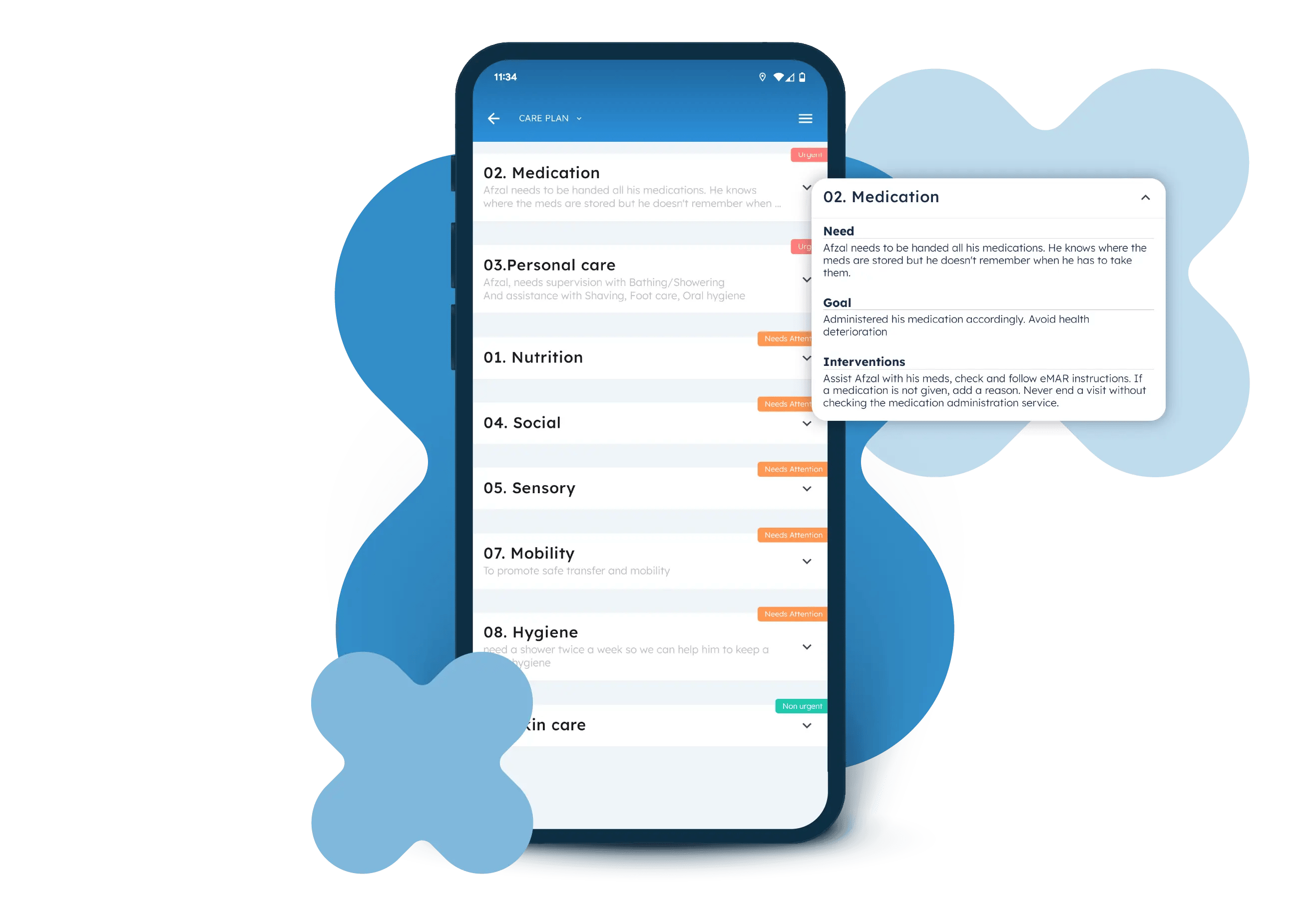 Care plans in the Nursebuddy mobile app