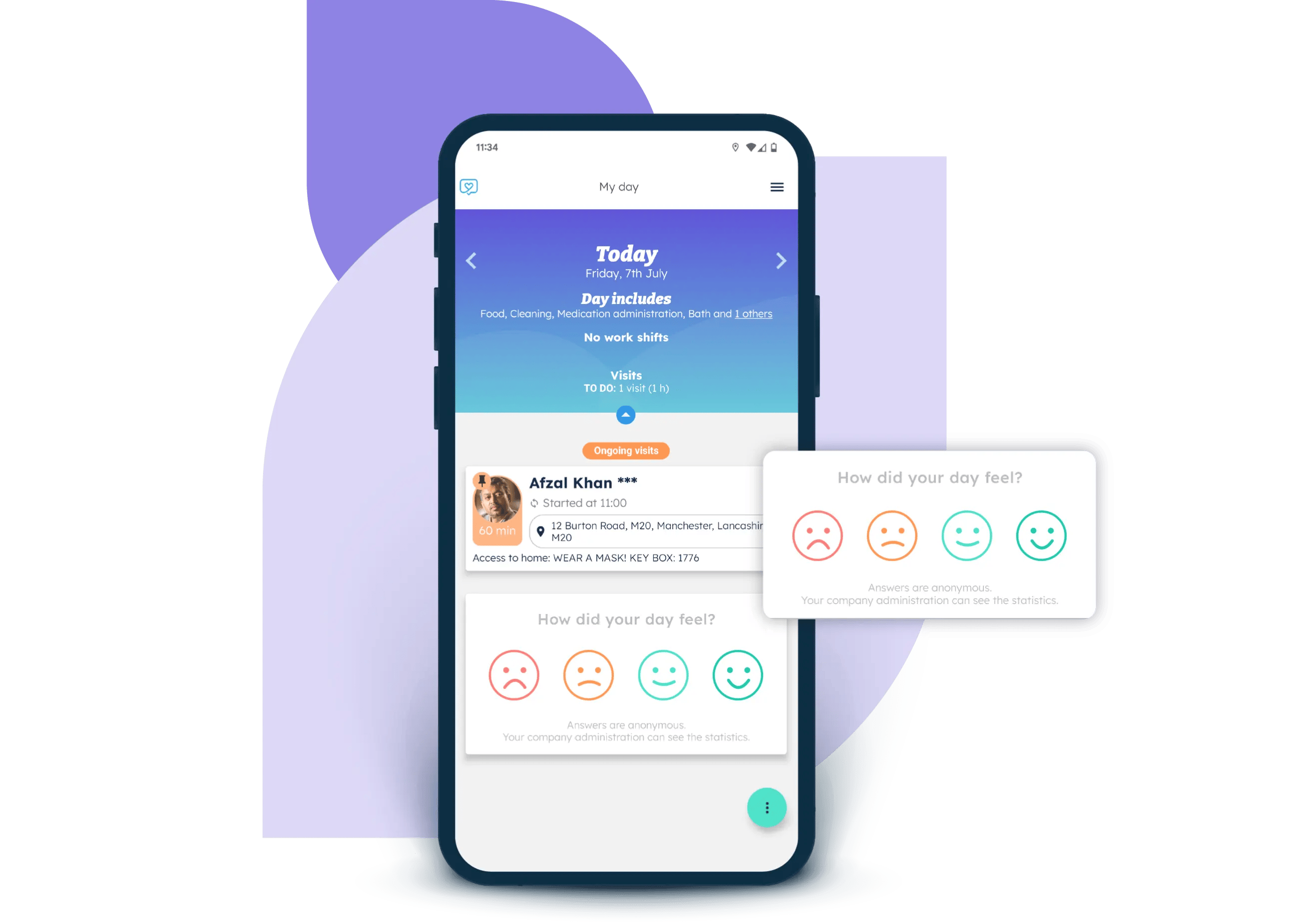 Wellbeing survey within the Nursebuddy mobile app